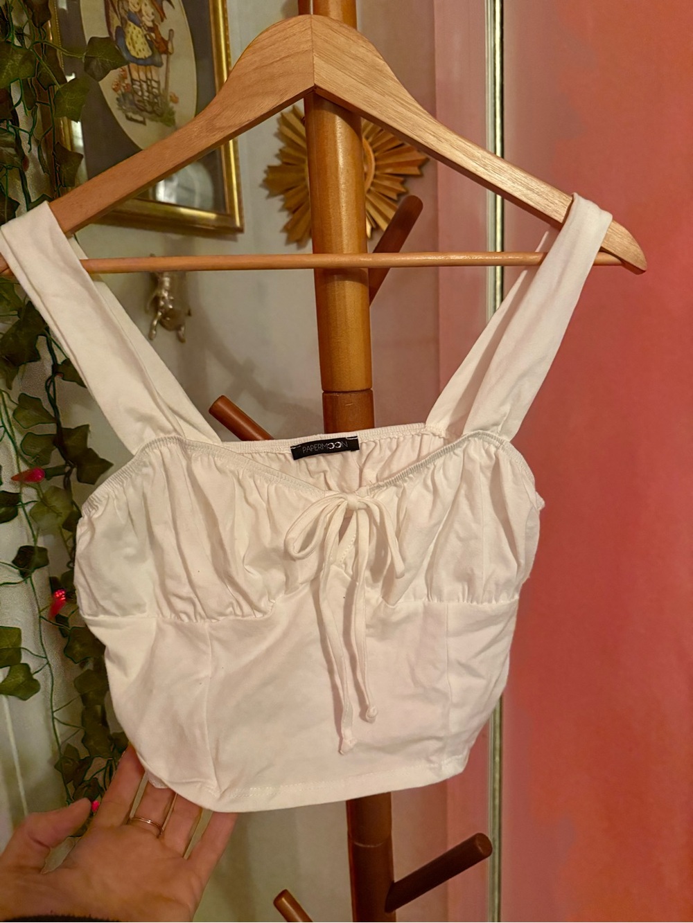🤍 Papermoon Cream Cropped Tie-Front Bustier Tank 🤍